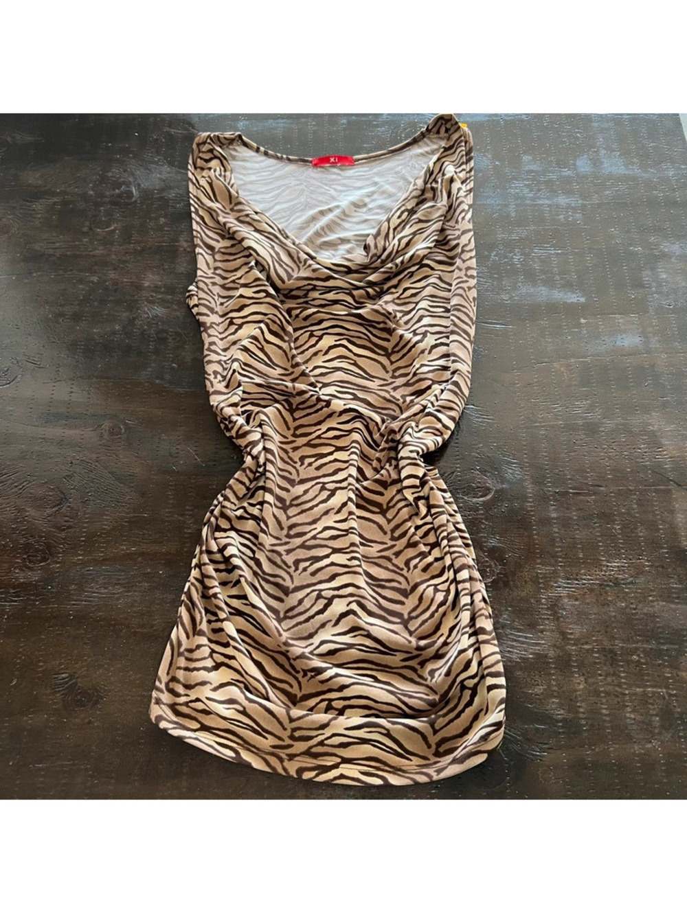 y2k forever 21 vintage brown zebra ruched tank waist length